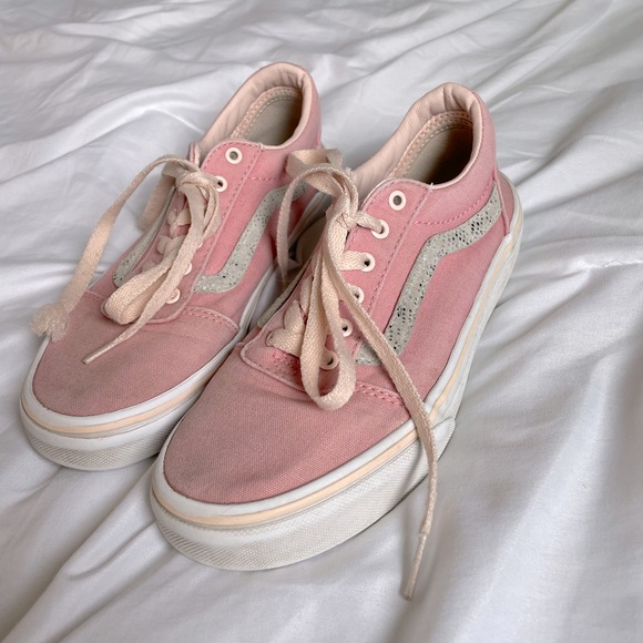Girls Peach/Glitter Vans 🍑🪩 Good condition - Picture 1 of 8